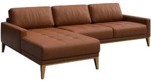 Hnědá kožená rohová pohovka MESONICA Musso Tufted, levá, 248 cm