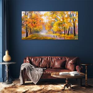 Obraz na skle Obraz na skle Abstrakce lesní listy podzim