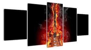 Hořící kytara - obraz (150x70cm)
