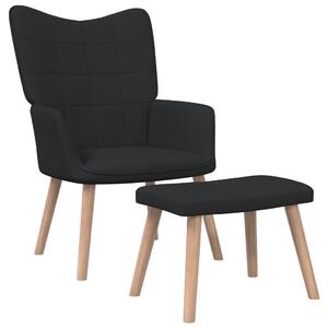 Relaxační křeslo se stoličkou černé textil