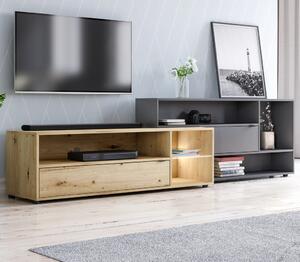 TV stolek Skaid II - dub artisan/antracitová - LED | 241,7x40x68,2 cm