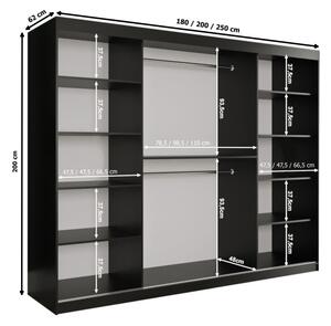 Posuvná šatní skříň LETOS V1, 250x200x62, artisan/černá