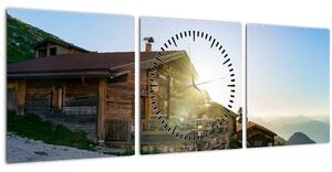 Obraz - Ráno v alpách, Tyrolsko (s hodinami) (90x30 cm)