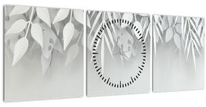 Obraz - Plastické listy (s hodinami) (90x30 cm)