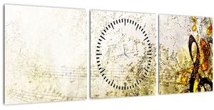 Obraz - Síla hudby (s hodinami) (90x30 cm)