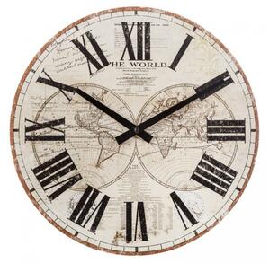 Atmosphera Nástěnné hodiny se světovou mapou, římská čísla, 28 cm