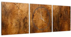 Obraz - Detail dřeva (s hodinami) (90x30 cm)