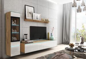 Obývací stěna VIPER, bílá lesk/wotan
