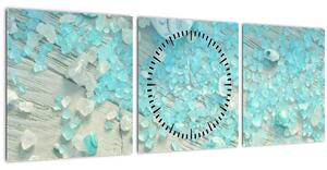 Obraz - Přímořská atmosféra v tyrkysových odstínech (s hodinami) (90x30 cm)