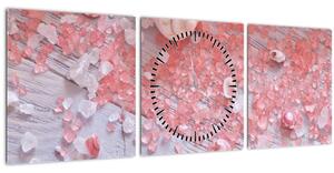 Obraz - Přímořská atmosféra v růžových odstínech (s hodinami) (90x30 cm)