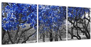 Obraz - Modré stromy, Central Park, New York (s hodinami) (90x30 cm)