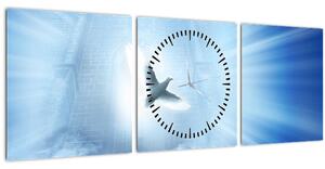 Obraz - Boží holubice (s hodinami) (90x30 cm)