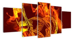Hořící sluchátka, obraz (150x70cm)