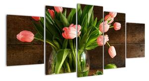 Tulipány ve váze - obraz (150x70cm)