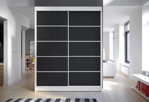 Šatní skříň LAMINO IV, 150x200x58, bílá/černá