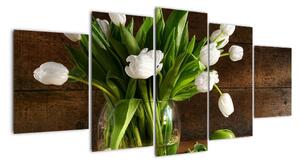 Váza s tulipány - obraz (150x70cm)