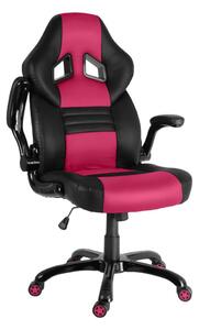 Herní židle A-RACER Q19 –⁠ PU kůže, černá/růžová