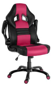 Herní židle A-RACER Q19 –⁠ PU kůže, černá/růžová