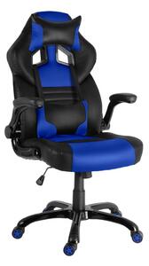 Herní židle A-RACER Q19 –⁠ PU kůže, černá/modrá
