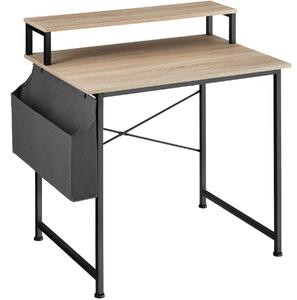 Tectake 404663 psací stůl s policí a látkovým úložným boxem - industrial světlé dřevo, dub sonoma,80 cm