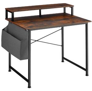 Tectake 404664 psací stůl s policí a látkovým úložným boxem - industrial tmavé dřevo,120 cm