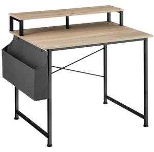 Tectake 404665 psací stůl s policí a látkovým úložným boxem - industrial světlé dřevo, dub sonoma,120 cm