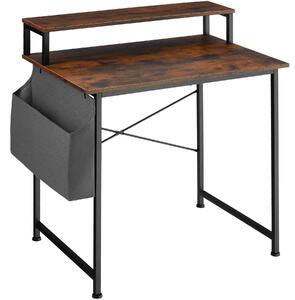 Tectake 404662 psací stůl s policí a látkovým úložným boxem - industrial tmavé dřevo,80 cm