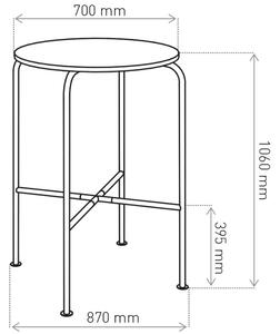 Marbet Style Bambusový barový stůl Marbet Fobos 70 cm s černou podnoží