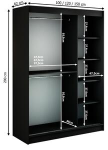 Posuvná šatní skříň LETOS V1, 250x200x62, artisan/černá