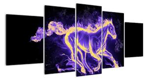 Abstraktní obraz hořícího koně (150x70cm)