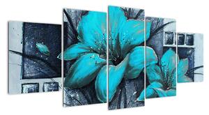 Obraz modré květiny (150x70cm)