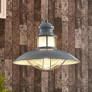 Závěsná lampa Lindby Louisanne, Ø35cm, šedozelená, kov, sklo