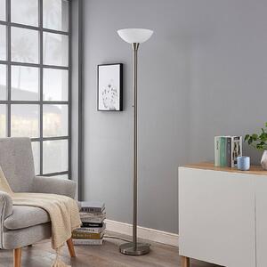 Stojací lampa Lindby Ignacia, barva niklu, sklo, 180 cm, E27