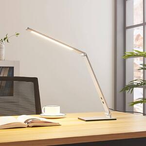 Stolní LED lampa Lucande Nicano, šedá, kov, tlumená