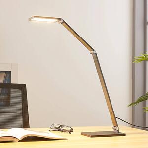Lucande Stolní lampa LED Mion, 41 cm, hranatá, stmívatelná, stmívatelný, Hliník / šedá / zinek, Pracovna / kancelář, Hliník, Moderní