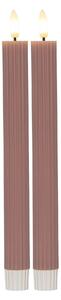 LED svíčka Flamme Stripe Pink – set 2 ks