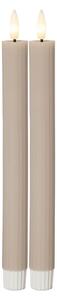 LED svíčka Flamme Stripe Beige – set 2 ks