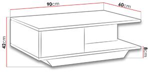 Konferenční stolek DENVER, 90x42x60, bílá/bílá lesk