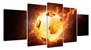 Obraz hořícího fotbalového míče (150x70cm)