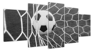 Fotbalový míč v síti - obraz (150x70cm)