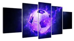 Hořící fotbalový míč - obraz (150x70cm)