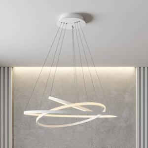 Lucande LED závěsné světlo Ezana, bílé, kov, Ø 80 cm, stmívatelný, Bílá / opál, Obývací pokoj / jídelna, kov, Moderní