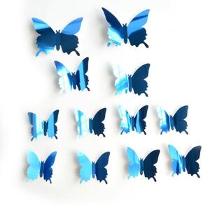 Zrcadlový motýl 12 ks - modrý