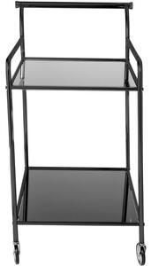 Černý skleněný servírovací vozík Bloomingville Fine 73 x 45 cm