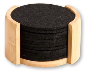 Podtácky 12 ks, ø 10 cm, bambus/plsť, černé KESPER 58747