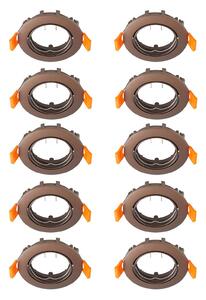 PRIOS Prios vestavné stropní svítidlo Fibur, bronz, zinek, Ø 8,2 cm, 10 kusů, stmívatelný, Bronz / starožitná mosaz, Obývací pokoj / jídelna, kov, Moderní