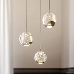 Lucande LED závěsné svítidlo Hayley, Ø 25 cm, 3 světla, chrom, sklo, Čirá / transparetní, Obývací pokoj / jídelna, Sklo, Moderní