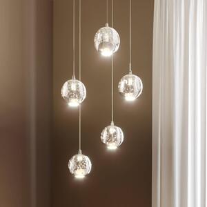 Lucande LED závěsné svítidlo Hayley, Ø 30 cm, 5 světel, chrom, sklo