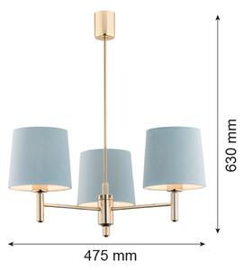 Brilagi - Lustr na tyči MONTE 3xE27/60W/230V modrá/zlatá