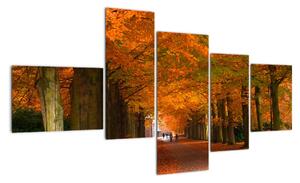 Obraz - cesty lesem na podzim (150x85cm)